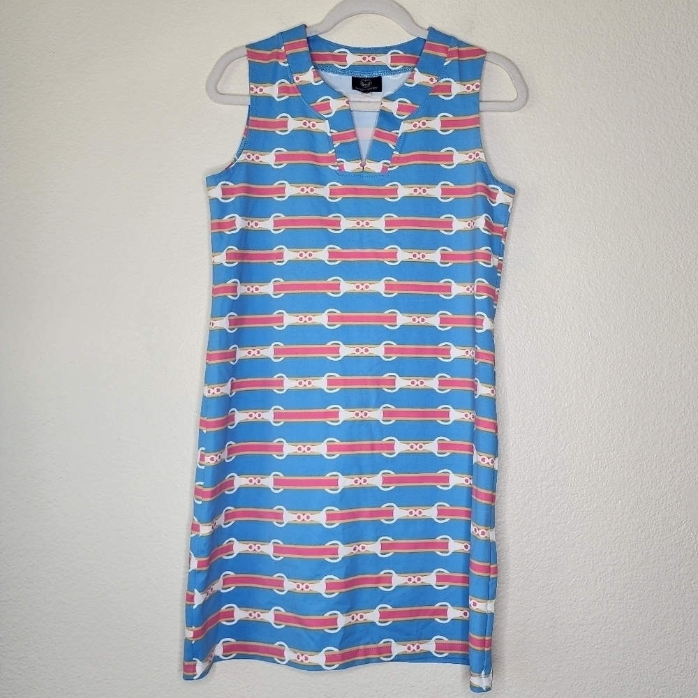 Sailor - Sailor Blue Horse Bit Seaport Sleeveless Shift Dress S - Picture 2 of 6
